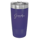 Personalized purple 20 oz vacuum insulated tumbler with 'Grandpa est' design