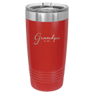 Personalized red 20 oz vacuum insulated tumbler with 'Grandpa est' design