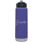 Personalized purple 20 oz vacuum insulated water bottle with 'Grandpa est' design