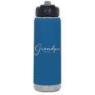 Personalized royal blue 20 oz vacuum insulated water bottle with 'Grandpa est' design