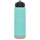 Personalized teal 20 oz vacuum insulated water bottle with 'Grandpa est' design