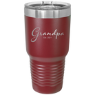 Personalized maroon 30 oz vacuum insulated tumbler with 'Grandpa est' design