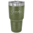 Personalized olive green 30 oz vacuum insulated tumbler with 'Grandpa est' design