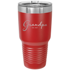 Personalized red 30 oz vacuum insulated tumbler with 'Grandpa est' design