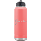 Personalized coral 32 oz vacuum insulated water bottle with 'Grandpa est' design