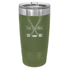 Personalized olive green 20 oz vacuum insulated tumbler with 'Hockey' design
