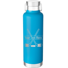 Personalized aqua 24 oz vacuum insulated water bottle with 'Hockey' design