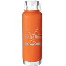 Personalized orange 24 oz vacuum insulated water bottle with 'Hockey' design