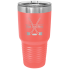 Personalized coral 30 oz vacuum insulated tumbler with 'Hockey' design