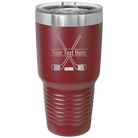 Personalized maroon 30 oz vacuum insulated tumbler with 'Hockey' design