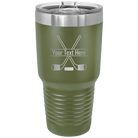 Personalized olive green 30 oz vacuum insulated tumbler with 'Hockey' design