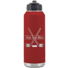 Personalized maroon 32 oz vacuum insulated water bottle with 'Hockey' design