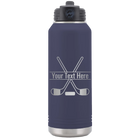 Personalized navy 32 oz vacuum insulated water bottle with 'Hockey' design
