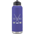 Personalized purple 32 oz vacuum insulated water bottle with 'Hockey' design