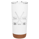 Personalized white 20 oz vacuum insulated tumbler with 'Hockey' design