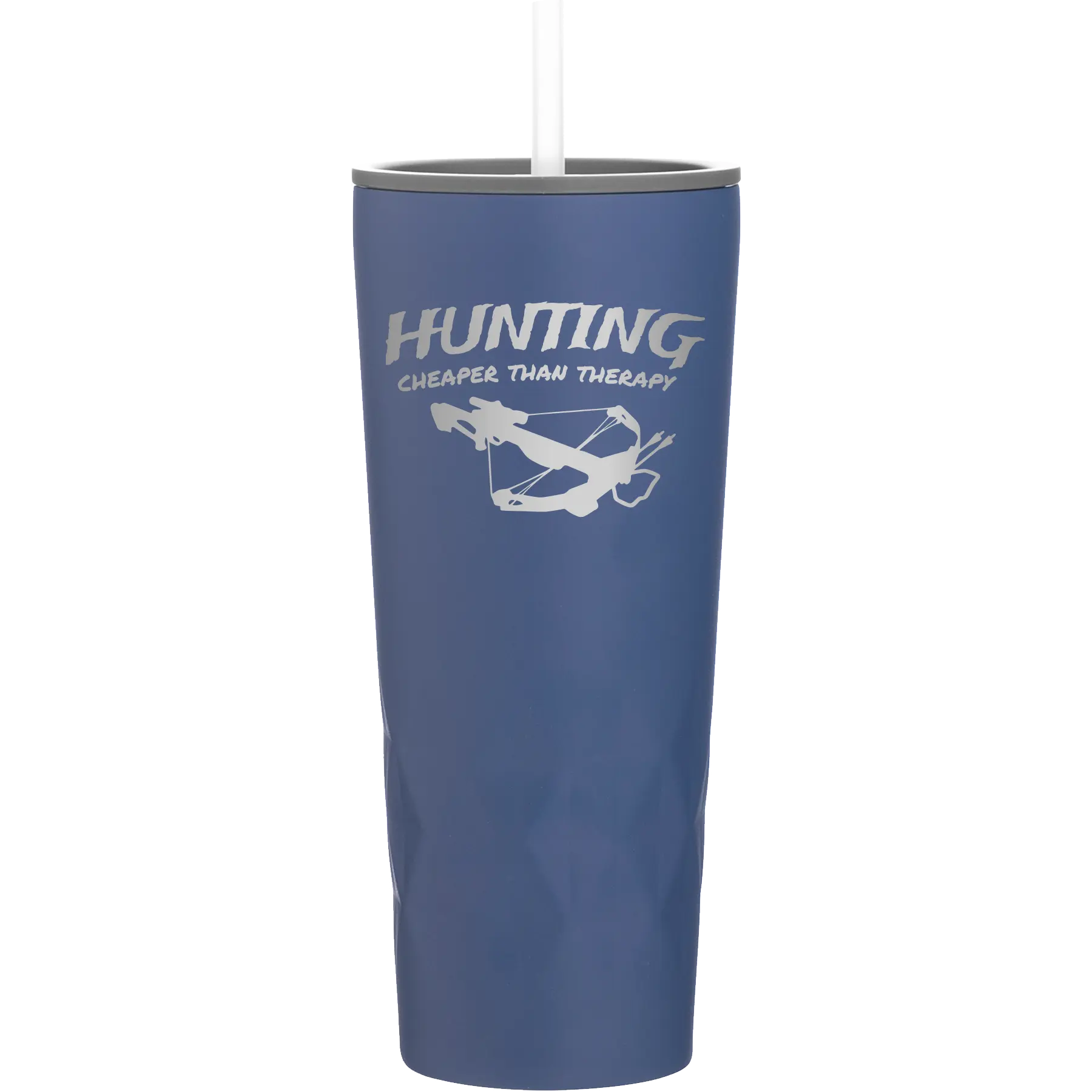 Laser etched constellation 20 oz vacuum insulated tumbler with 'Hunting Cheaper than Therapy' design