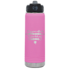 Laser etched light purple 20 oz vacuum insulated water bottle with 'May your Coffee Be Strong' design