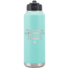 Laser etched teal 32 oz vacuum insulated water bottle with 'May your Coffee Be Strong' design