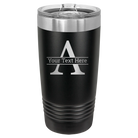 Personalized black 20 oz vacuum insulated tumbler with 'Monogram letter A' design