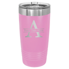 Personalized light purple 20 oz vacuum insulated tumbler with 'Monogram letter A' design