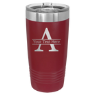 Personalized maroon 20 oz vacuum insulated tumbler with 'Monogram letter A' design