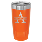 Personalized orange 20 oz vacuum insulated tumbler with 'Monogram letter A' design