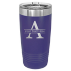 Personalized purple 20 oz vacuum insulated tumbler with 'Monogram letter A' design