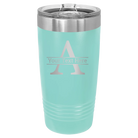 Personalized teal 20 oz vacuum insulated tumbler with 'Monogram letter A' design