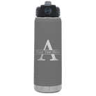 Personalized dark gray 20 oz vacuum insulated water bottle with 'Monogram letter A' design