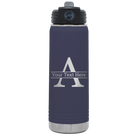 Personalized navy 20 oz vacuum insulated water bottle with 'Monogram letter A' design