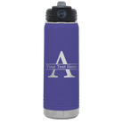 Personalized purple 20 oz vacuum insulated water bottle with 'Monogram letter A' design