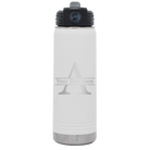 Personalized white 20 oz vacuum insulated water bottle with 'Monogram letter A' design