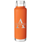 Personalized orange 24 oz vacuum insulated water bottle with 'Monogram letter A' design