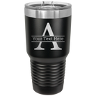 Personalized black 30 oz vacuum insulated tumbler with 'Monogram letter A' design