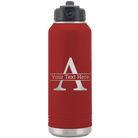 Personalized maroon 32 oz vacuum insulated water bottle with 'Monogram letter A' design