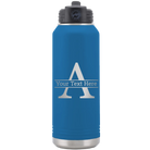 Personalized royal blue 32 oz vacuum insulated water bottle with 'Monogram letter A' design