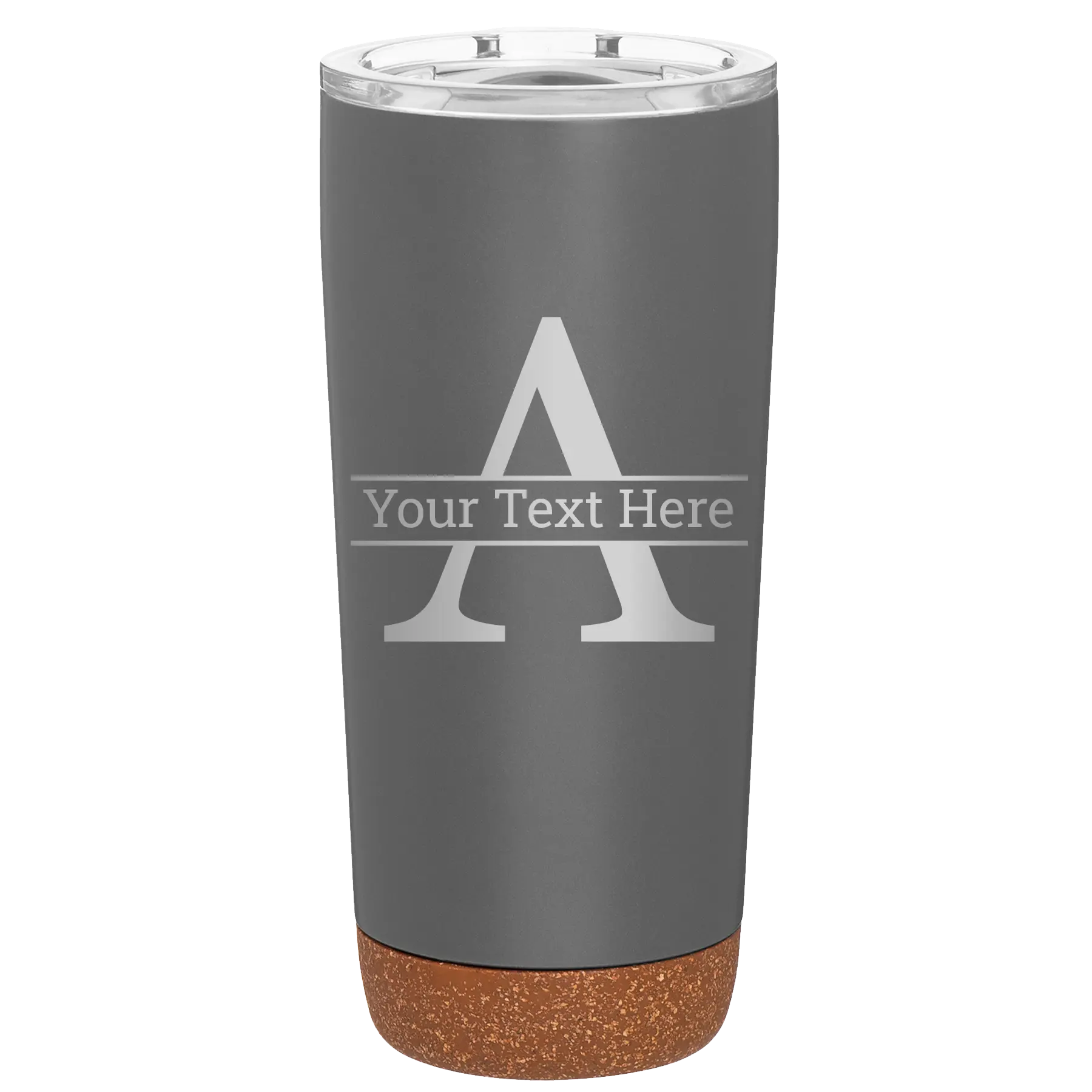 Personalized storm gray 20 oz vacuum insulated tumbler with 'Monogram letter A' design