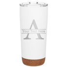 Personalized white 20 oz vacuum insulated tumbler with 'Monogram letter A' design