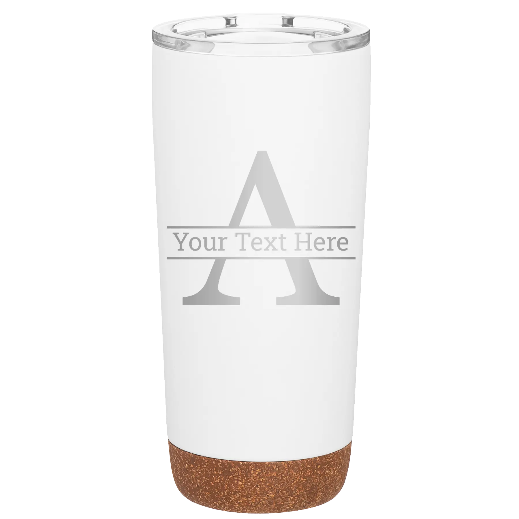 Personalized white 20 oz vacuum insulated tumbler with 'Monogram letter A' design