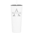 Personalized white 20 oz vacuum insulated tumbler with 'Monogram letter A' design