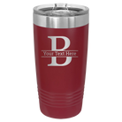 Personalized maroon 20 oz vacuum insulated tumbler with 'Monogram letter B' design