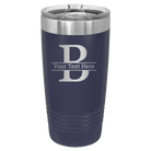 Personalized navy 20 oz vacuum insulated tumbler with 'Monogram letter B' design