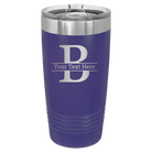 Personalized purple 20 oz vacuum insulated tumbler with 'Monogram letter B' design