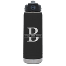 Personalized black 20 oz vacuum insulated water bottle with 'Monogram letter B' design