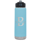 Personalized light blue 20 oz vacuum insulated water bottle with 'Monogram letter B' design