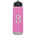 Personalized light purple 20 oz vacuum insulated water bottle with 'Monogram letter B' design