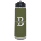 Personalized olive green 20 oz vacuum insulated water bottle with 'Monogram letter B' design