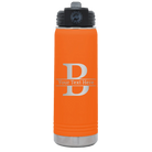 Personalized orange 20 oz vacuum insulated water bottle with 'Monogram letter B' design