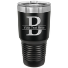 Personalized black 30 oz vacuum insulated tumbler with 'Monogram letter B' design