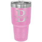 Personalized light purple 30 oz vacuum insulated tumbler with 'Monogram letter B' design